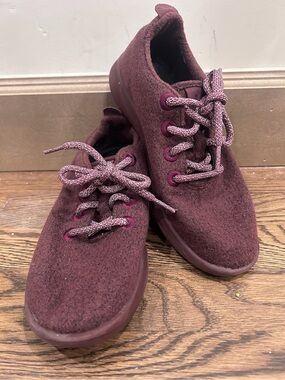 Allbirds Wool Runners Tuke Jam Burgundy Maroon Sneakers Eco Walking Shoes W7